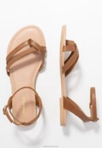 Z62T1513 Women Anna Field Leather T-Bar Sandals Cognac - Image 4