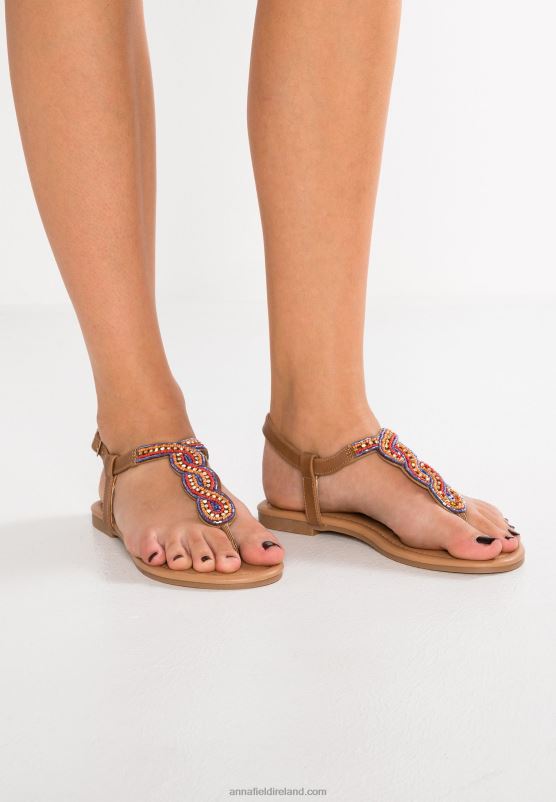 z62t1519_women_anna_field_t_bar_sandals_brown.jpg Z62T1519 Women Anna Field T-Bar Sandals Brown - Image 1