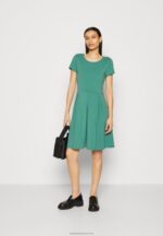 Z62T153 Women Anna Field Jersey Dress Dark Green - Image 2