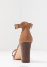 Z62T1549 Women Anna Field Leather High Heeled Sandals Cognac - Image 6