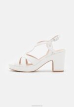 Z62T1559 Women Anna Field Leather Platform Sandals White - Image 2