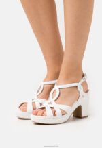 Z62T1559 Women Anna Field Leather Platform Sandals White