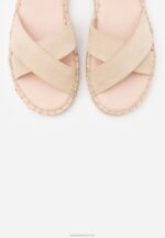 Z62T1576 Women Anna Field Leather Platform Sandals Beige - Image 6
