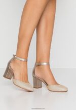 Z62T1599 Women Anna Field Leather Classic Heels Champagne