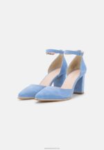 Z62T1607 Women Anna Field Leather Classic Heels Light Blue - Image 3