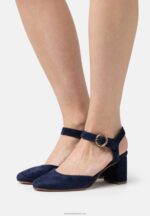 Z62T1612 Women Anna Field Leather Classic Heels Dark Blue