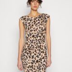 Z62T161 Women Anna Field Jersey Dress Black/Beige/Multi-Coloured
