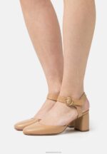 Z62T1634 Women Anna Field Leather Classic Heels Light Brown