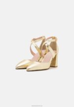 Z62T1639 Women Anna Field Leather Classic Heels Gold - Image 3