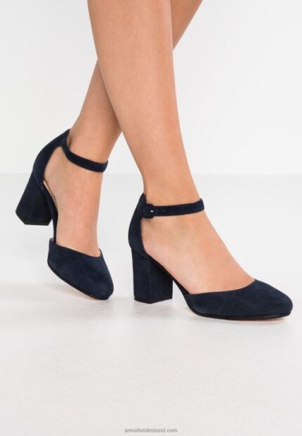 Z62T1640 Women Anna Field Leather Classic Heels Dark Blue