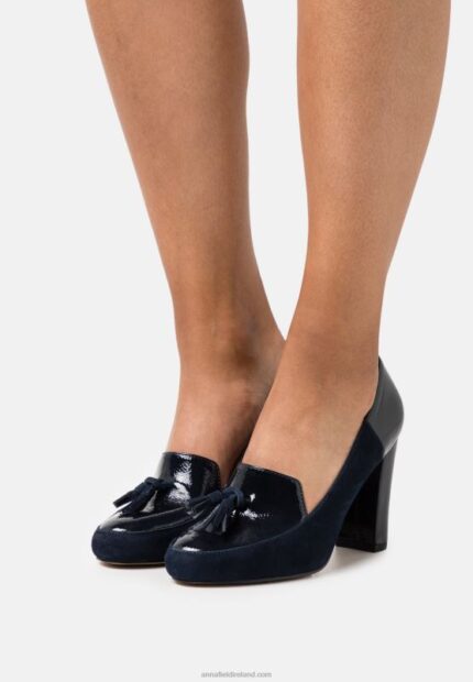 Z62T1672 Women Anna Field Leather Classic Heels Dark Blue