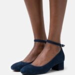 Z62T1687 Women Anna Field Leather Classic Heels Dark Blue