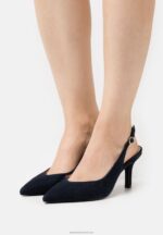 Z62T1690 Women Anna Field Leather Classic Heels Dark Blue