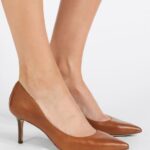 Z62T1732 Women Anna Field Lanette Leather Pump Classic Heels Deep Saddle Tan