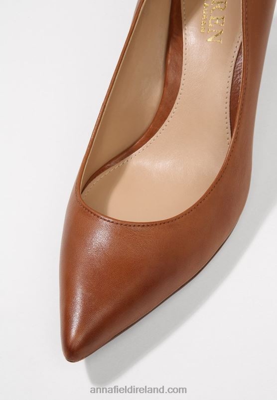 Z62T1732 Women Anna Field Lanette Leather Pump Classic Heels Deep Saddle Tan - Image 3