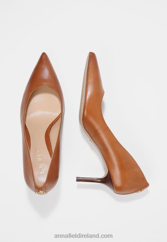 Z62T1732 Women Anna Field Lanette Leather Pump Classic Heels Deep Saddle Tan - Image 4