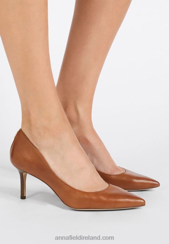 Z62T1732 Women Anna Field Lanette Leather Pump Classic Heels Deep Saddle Tan - Image 1