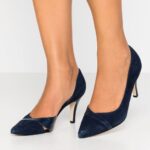 Z62T1755 Women Anna Field Leather Classic Heels Dark Blue