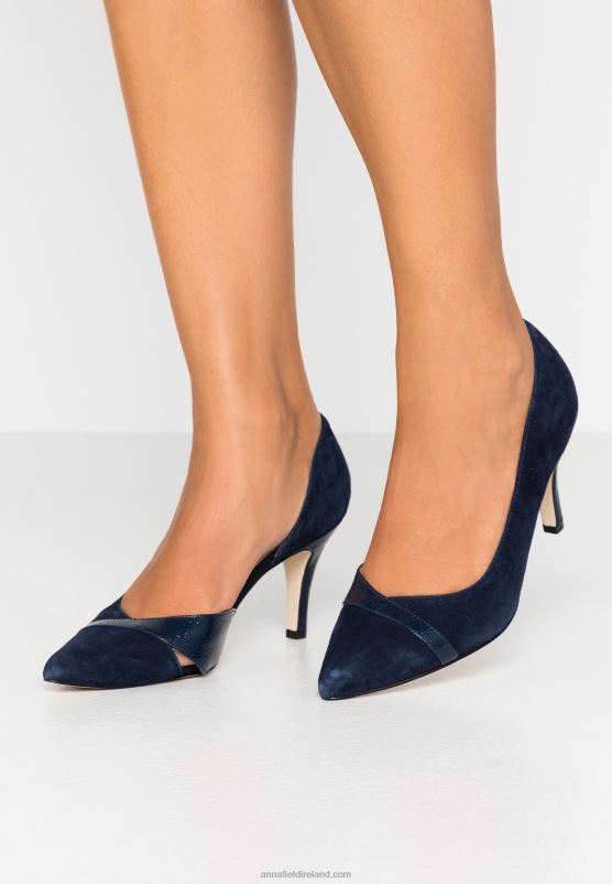 z62t1755_women_anna_field_leather_classic_heels_dark_blue.jpg Z62T1755 Women Anna Field Leather Classic Heels Dark Blue - Image 1