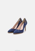 Z62T1775 Women Anna Field Leather High Heels Dark Blue - Image 3