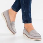 Z62T1784 Women Anna Field Comfort Leather Slip-Ons Grey