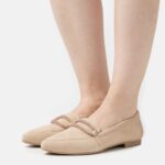 Z62T1810 Women Anna Field Leather Slip-Ons Beige