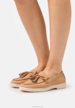 Z62T1814 Women Anna Field Leather Slip-Ons Beige