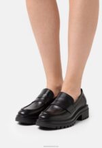 Z62T1817 Women Anna Field Leather Slip-Ons Black