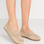 Z62T1859 Women Anna Field Leather Moccasins Beige