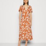 Z62T185 Women Anna Field Jersey Dress Brown/White