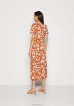 Z62T185 Women Anna Field Jersey Dress Brown/White - Image 3