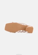 Z62T1885 Women Anna Field Leather Heeled Mules Light Pink - Image 5