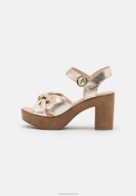Z62T1888 Women Anna Field Leather Clogs Gold - Image 2