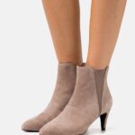 Z62T1898 Women Anna Field Leather Ankle Boots Taupe