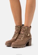 Z62T1907 Women Anna Field Lace-Up Ankle Boots Taupe