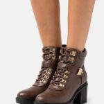 Z62T1921 Women Anna Field Lace-Up Ankle Boots Brown