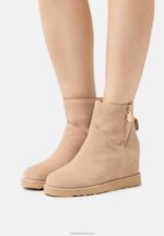 Z62T1932 Women Anna Field Leather Winter Boot Ankle Boots Beige