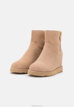Z62T1932 Women Anna Field Leather Winter Boot Ankle Boots Beige - Image 3