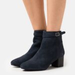 Z62T1934 Women Anna Field Leather Classic Ankle Boots Dark Blue