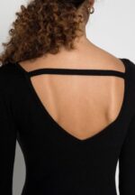 Z62T193 Women Anna Field Offener RCken Bodycon Mini Strickkleid Shift Dress Black - Image 5