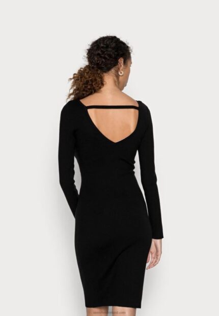 Z62T193 Women Anna Field Offener RCken Bodycon Mini Strickkleid Shift Dress Black