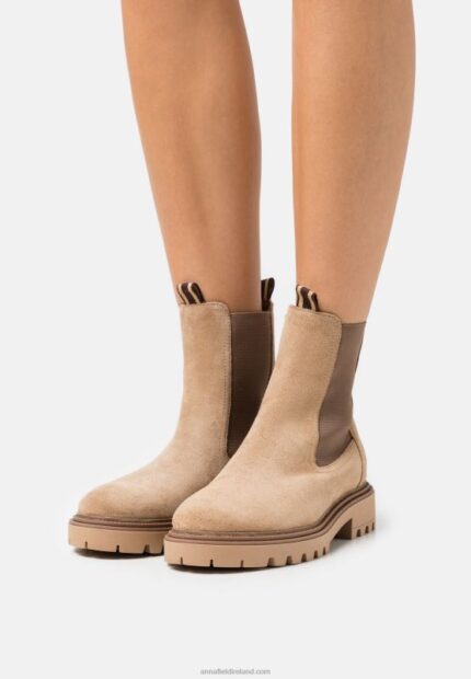 Z62T1946 Women Anna Field Leather Classic Ankle Boots Beige
