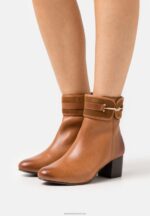 Z62T1957 Women Anna Field Leather Classic Ankle Boots Cognac