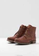 Z62T1999 Women Anna Field Leather Booties Ankle Boots Cognac - Image 5