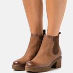 Z62T2008 Women Anna Field Leather Winter Boot Ankle Boots Brown