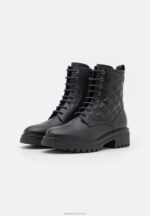Z62T2026 Women Anna Field Leather Lace-Up Ankle Boots Black - Image 3