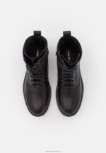 Z62T2026 Women Anna Field Leather Lace-Up Ankle Boots Black - Image 6