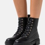 Z62T2027 Women Anna Field Lace-Up Ankle Boots Black