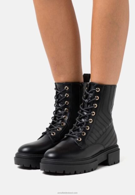 Z62T2027 Women Anna Field Lace-Up Ankle Boots Black