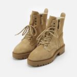 Z62T2028 Women Anna Field Lace-Up Ankle Boots Beige